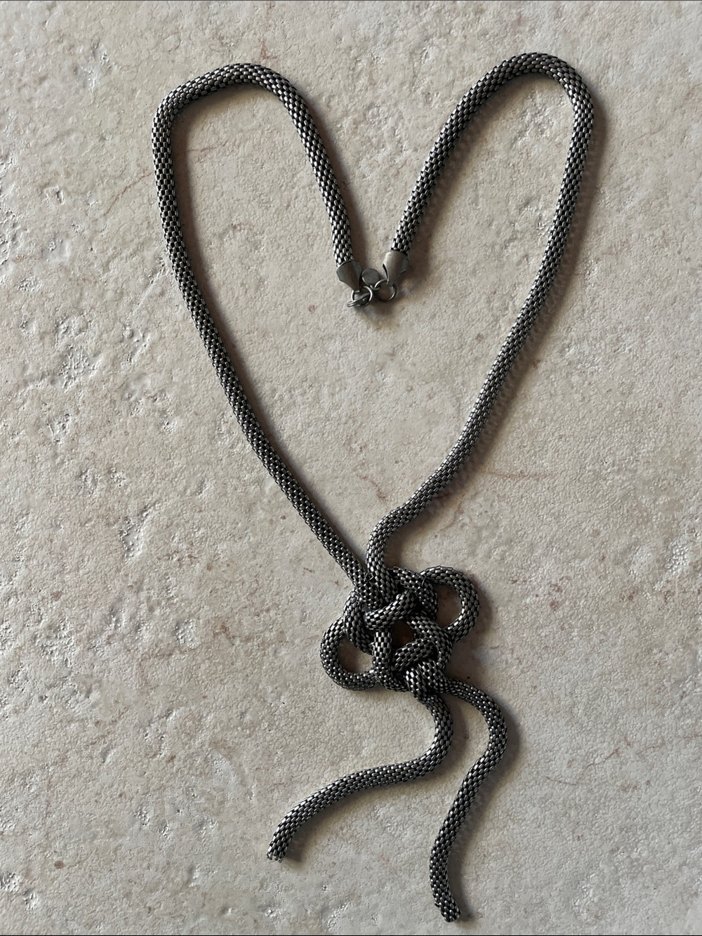 Braided Rope Knot  mesh Necklace in Black and Silver